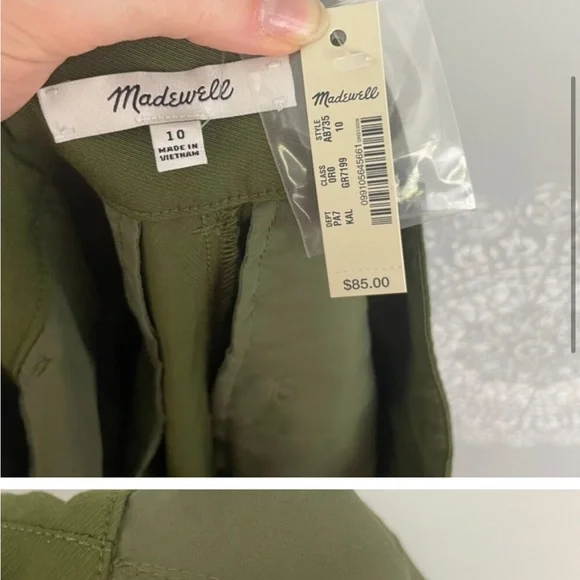 Madewell Drapey Pleated Wide Leg Cropped Pants in Kale Green Size 10 - Picture 6 of 7